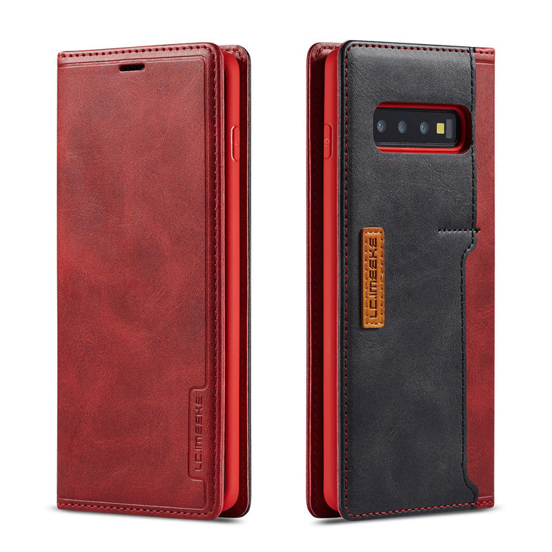 For Apple iPhone13 Calfskin Pattern External Card Simple Flip Phone Case Business Bracket V.I.P Digital Presence