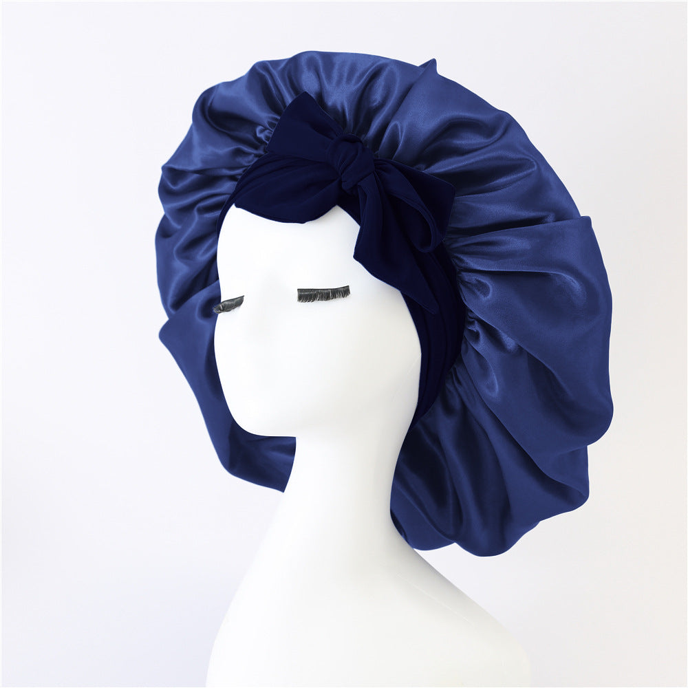 Elastic ribbon bow color Ding round hat solid color night cap wide-brimmed beauty hairdressing head scarf hat V.I.P Digital Presence