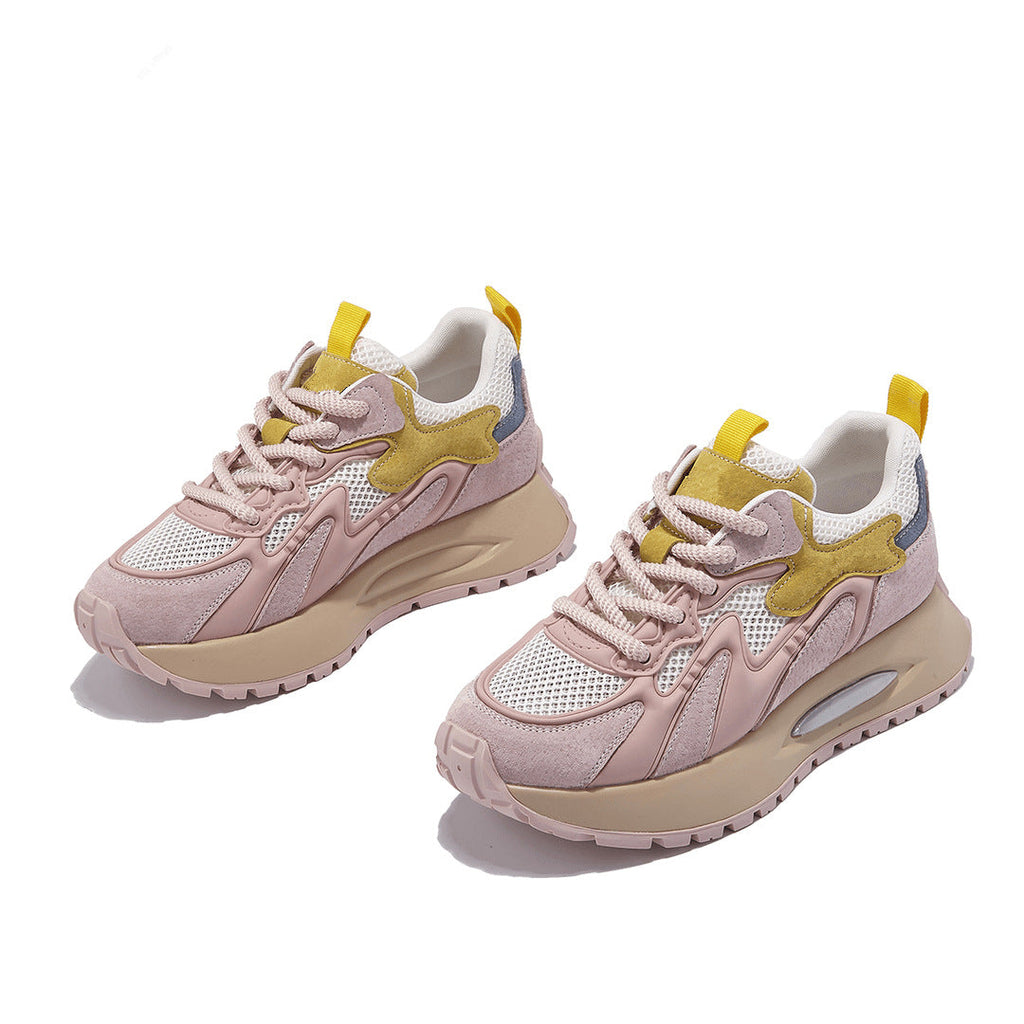 Luxury Sneakers Women Thick Bottom Round Toe Breathing Chunky Platform Sneakers Fashion Breathable Lightweight Comfortable Sneakers Non-Slip Girl Tennis Running Walking Shoes Stevvex
