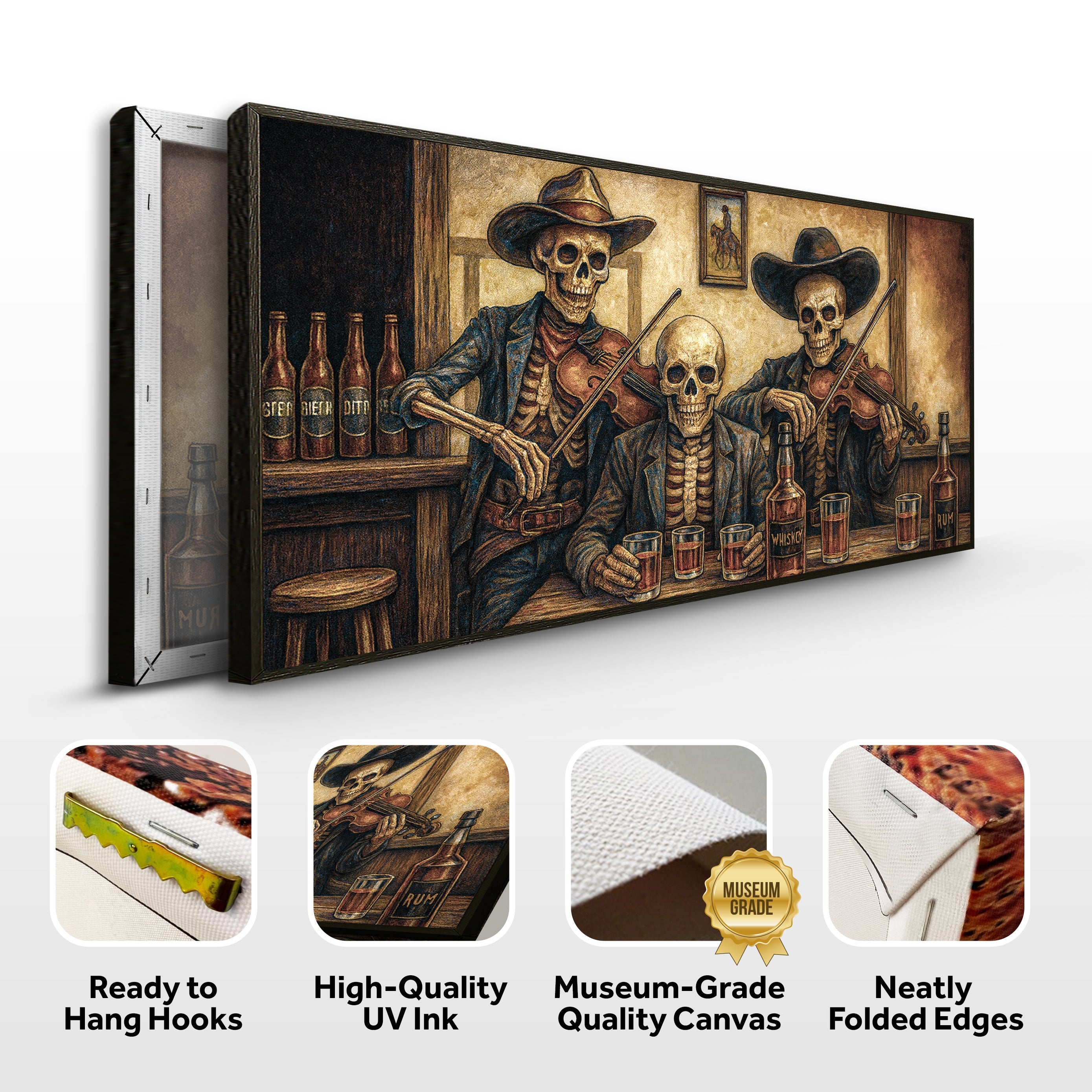Cowboy Skeletons Western Bar Wall Art
