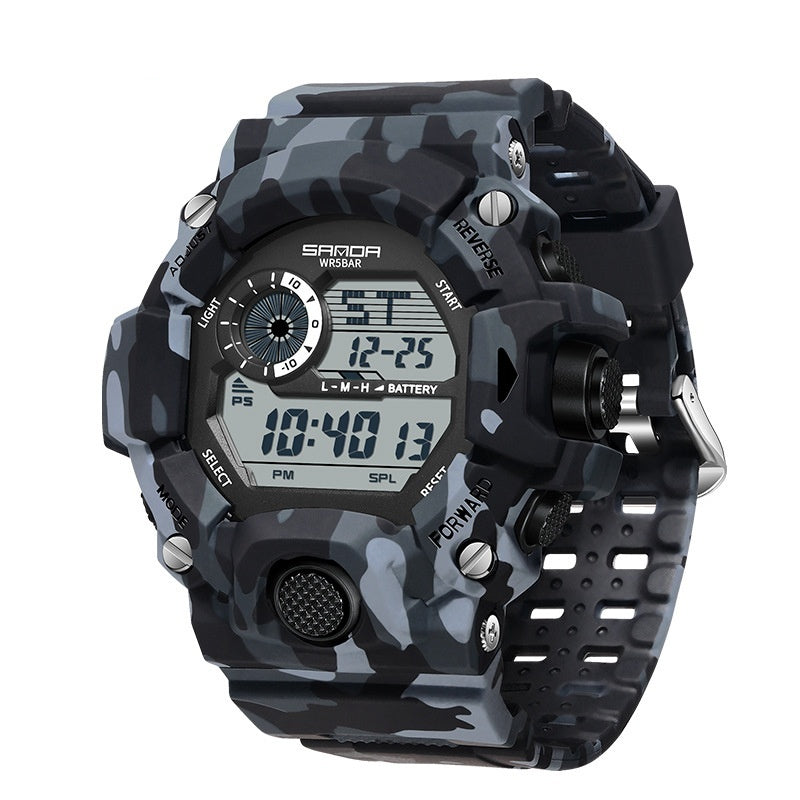 Shock Military Army Mens Watch In Camouflage  Style With LED Digital Back Light With Luminous  Effect Stevvex