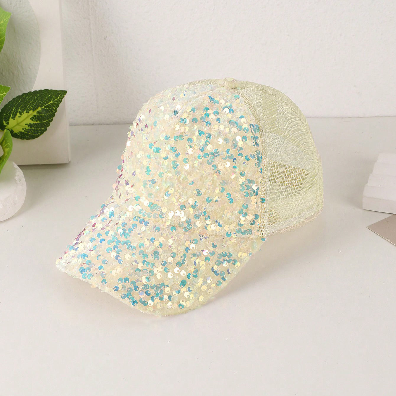 Sequin-Embroidered Mesh Baseball Cap with Sunshade – Breathable Trendy Hat FitiqueFit