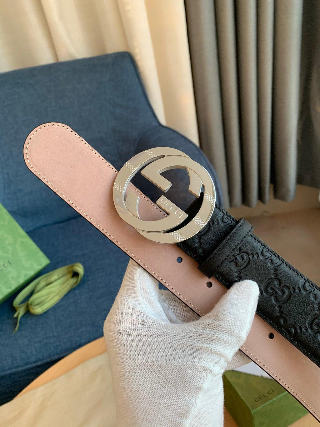 GUCCI Embellished coated-canvas and leather belt 'Black' Banlieue91
