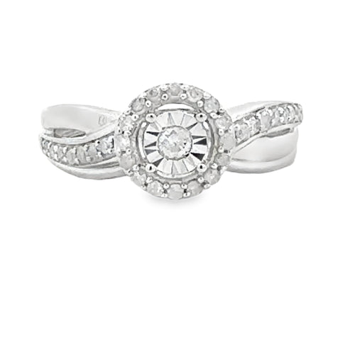 .25ct Diamond Engagement Ring Set Sterling Silver Bids.com