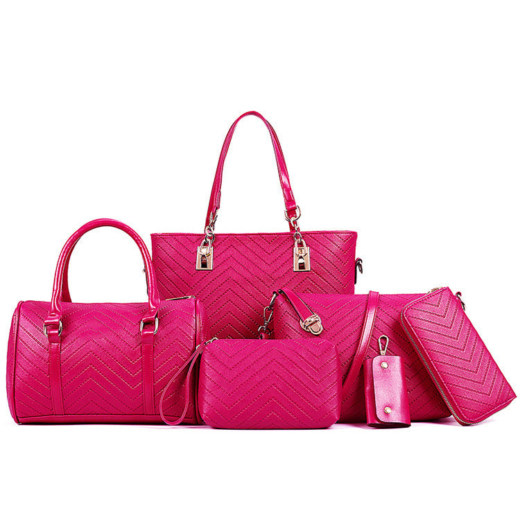 Trendy Embossed Six-Piece Fashionable Mother Bag Set Pi-Mart