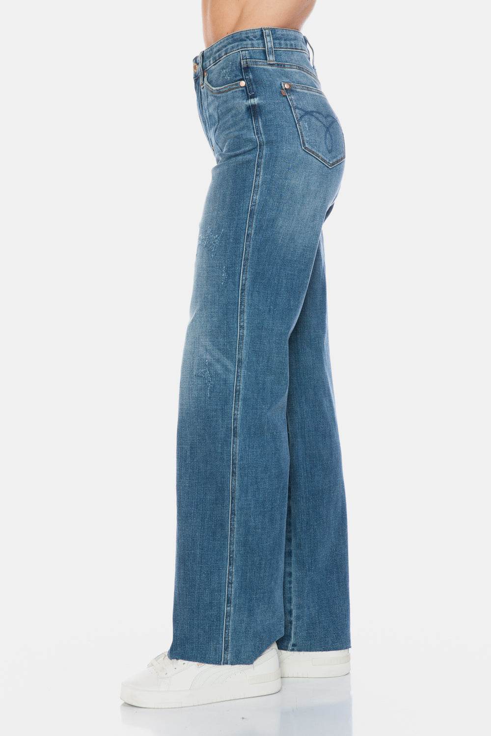 Judy Blue Full Size Tummy Control Cut Raw Hem Straight Women Jeans