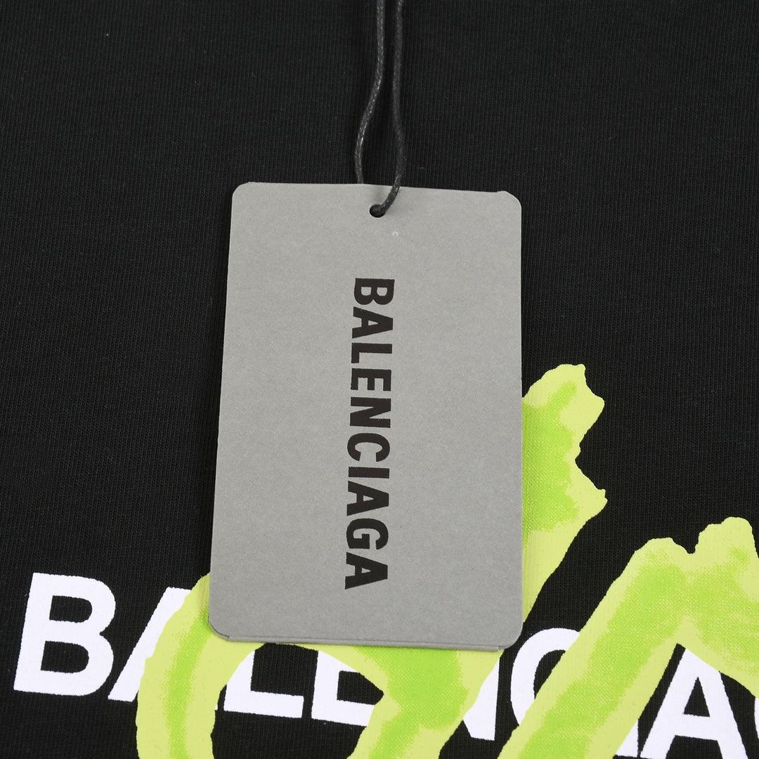 Balenciaga Black & Green T-Shirt Without Collar Banlieue91