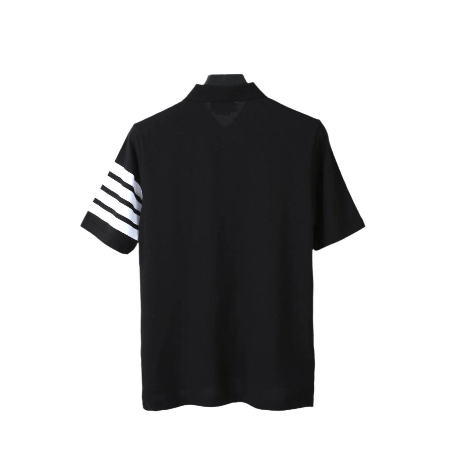 Thom Browne Black T-Shirt with Collar Banlieue91