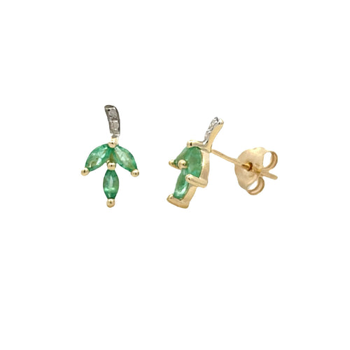 .39ct Emerald Diamond Earrings 10KT Yellow Gold Bids.com