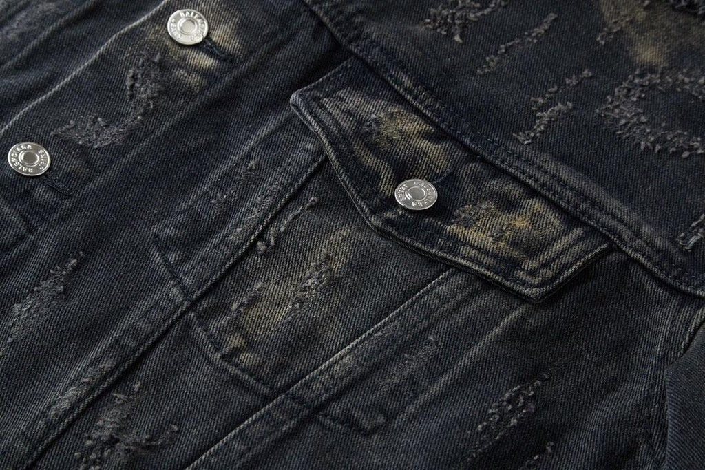 Balenciaga Oversized Distressed Denim Jacket - Black Banlieue91
