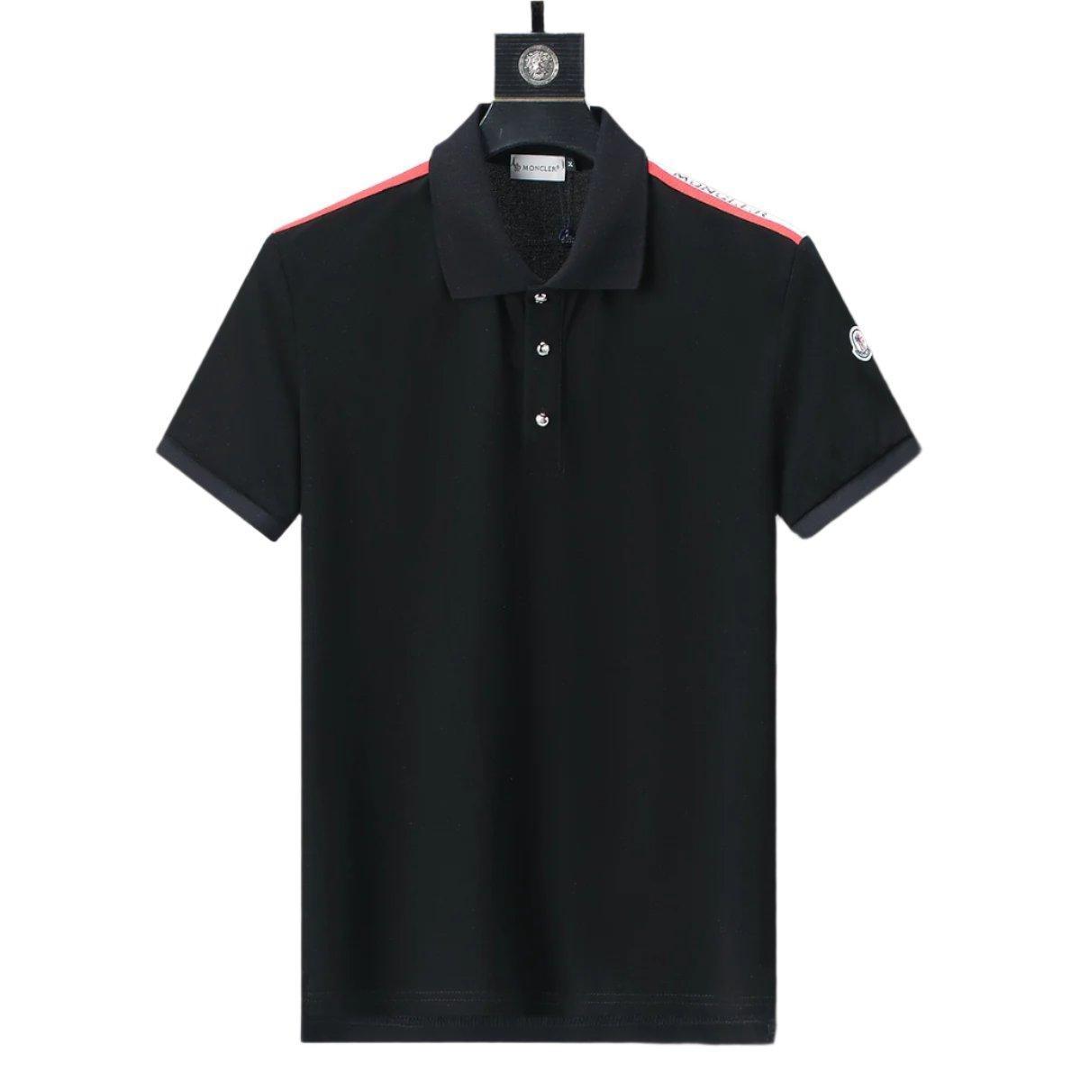 Moncler Black T-Shirt with Collar Banlieue91