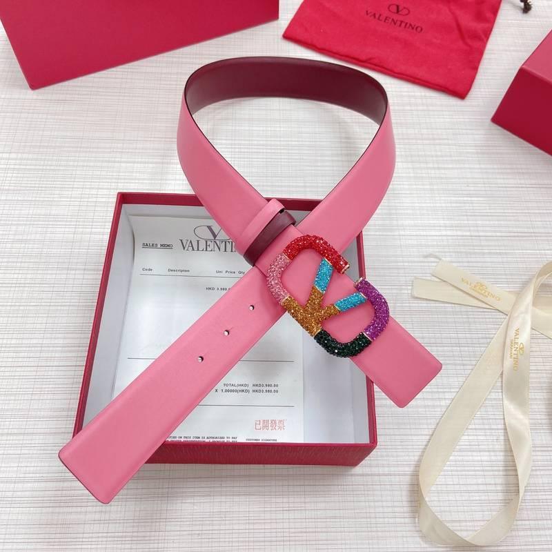 VALENTINO GARAVANI V logo Rainbow Reversible Leather Belt 'Pink/Red' Banlieue91