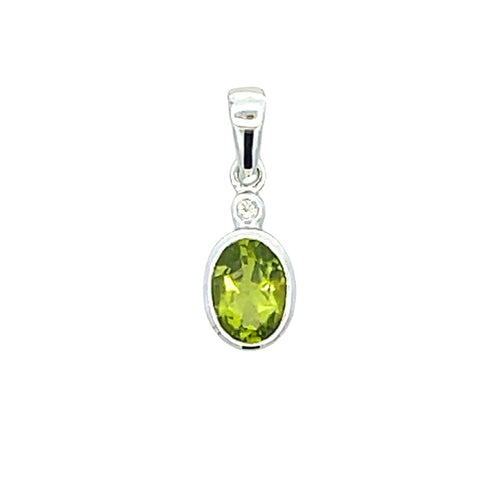 .50ct Peridot Diamond Fashion Pendants 10KT White Gold Bids.com