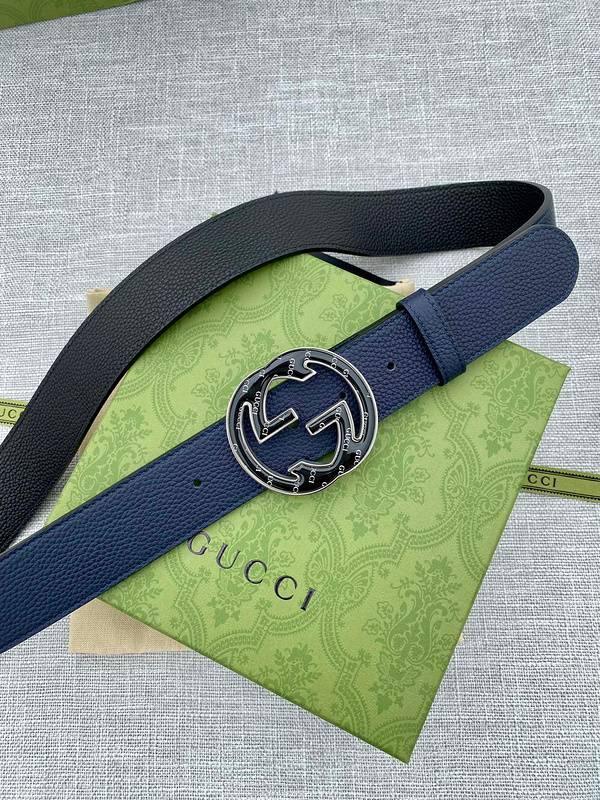 GUCCI Embellished coated-canvas and leather belt 'Blue' Banlieue91