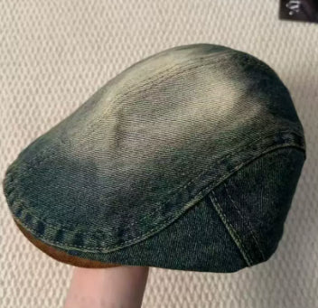 Double-Brim Turned-Up Denim Beret – Breathable Cotton Hat for Women FitiqueFit