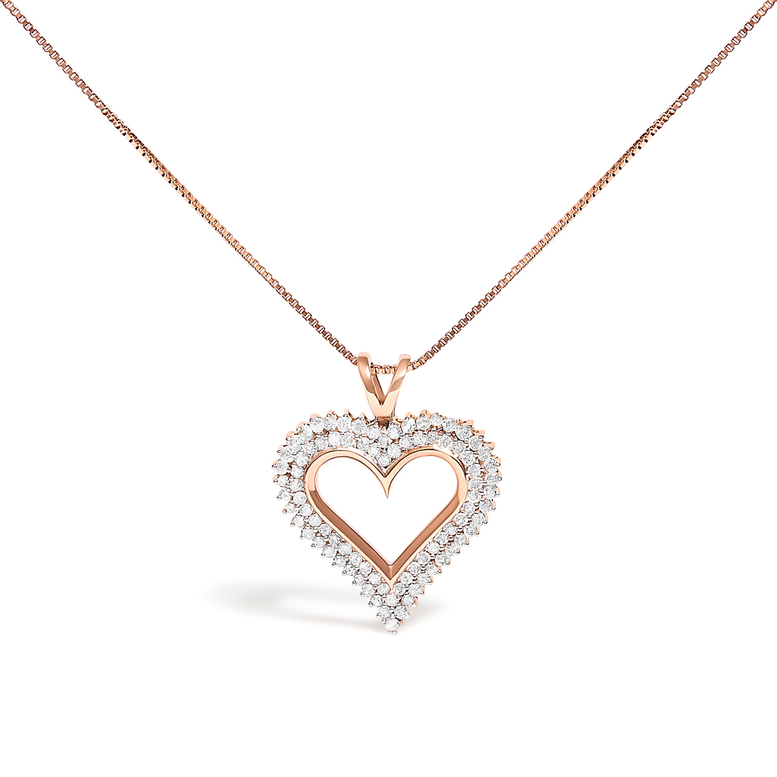 .925 Sterling Silver 1.00 Cttw Diamond Heart 18" Pendant Necklace (I-J Color, I2-I3 Clarity) Bids.com