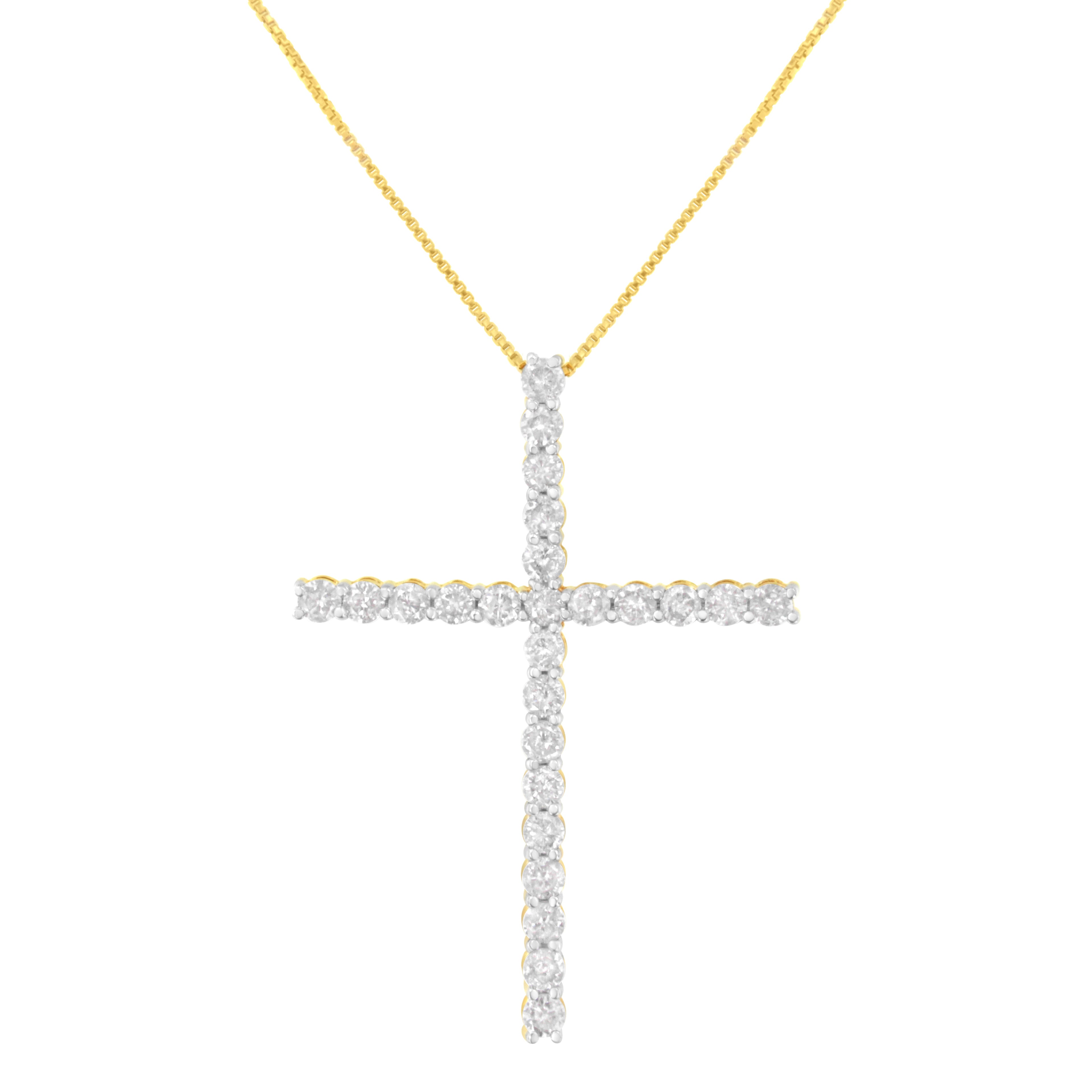 .925 Sterling Silver 3.0 Cttw Round Shape Diamond 1-1/2" Cross Pendant with Box Chain Necklace (I-J Color, I2-I3 Clarity) - 18" Bids.com