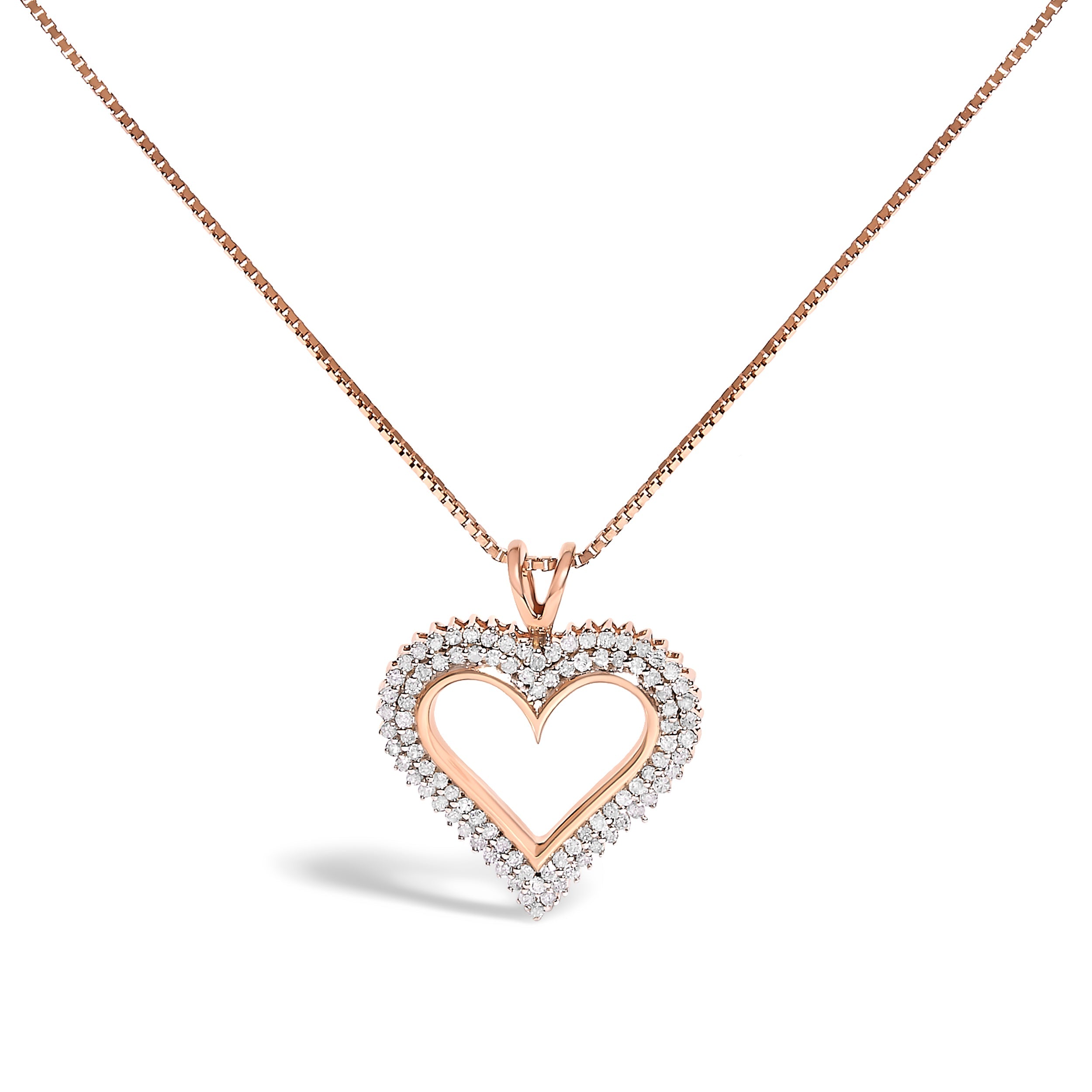 .925 Sterling Silver 1.00 Cttw Diamond Heart 18" Pendant Necklace (I-J Color, I2-I3 Clarity) Bids.com