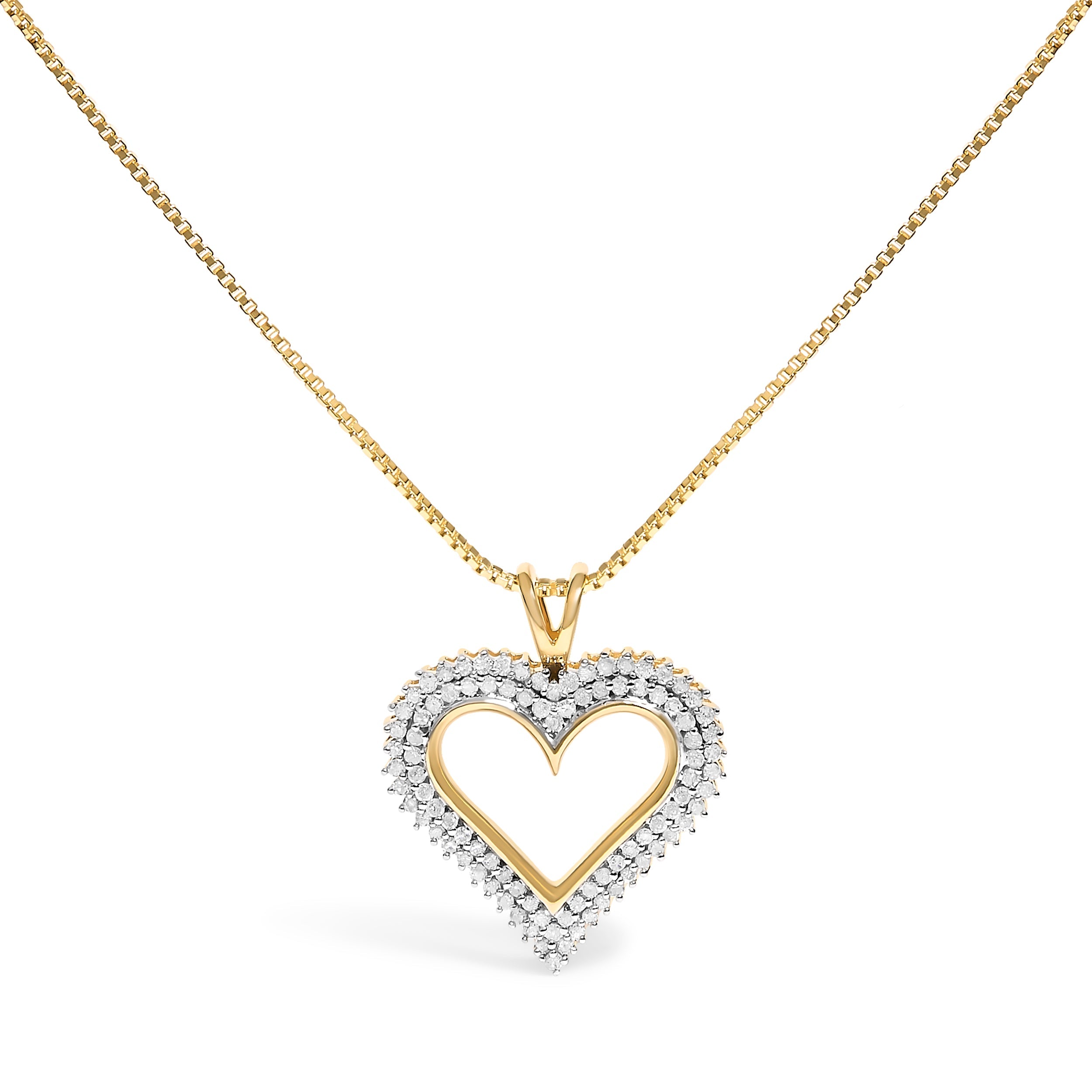 .925 Sterling Silver 1.00 Cttw Diamond Heart 18" Pendant Necklace (I-J Color, I2-I3 Clarity) Bids.com