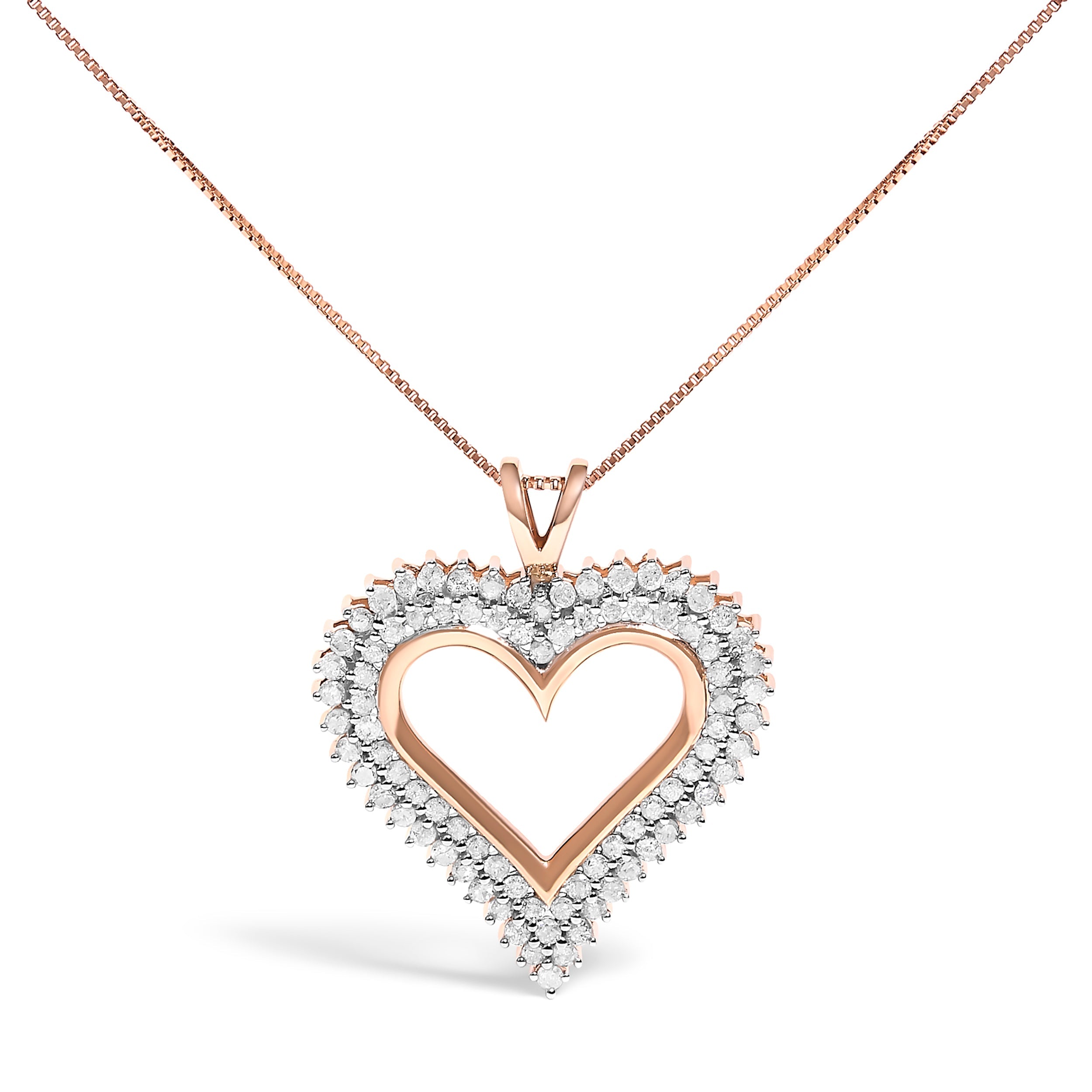 .925 Sterling Silver 1.00 Cttw Diamond Heart 18" Pendant Necklace (I-J Color, I2-I3 Clarity) Bids.com