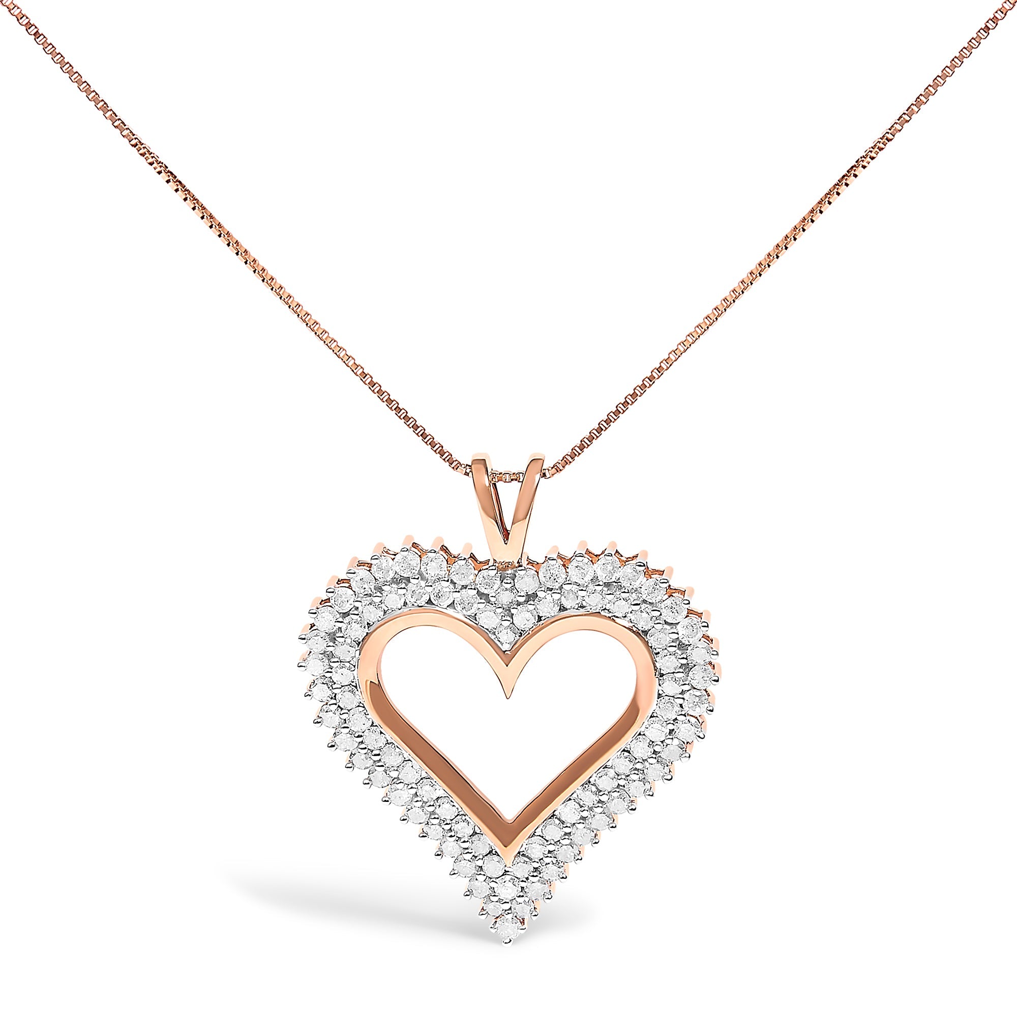.925 Sterling Silver 1.00 Cttw Diamond Heart 18" Pendant Necklace (I-J Color, I2-I3 Clarity) Bids.com