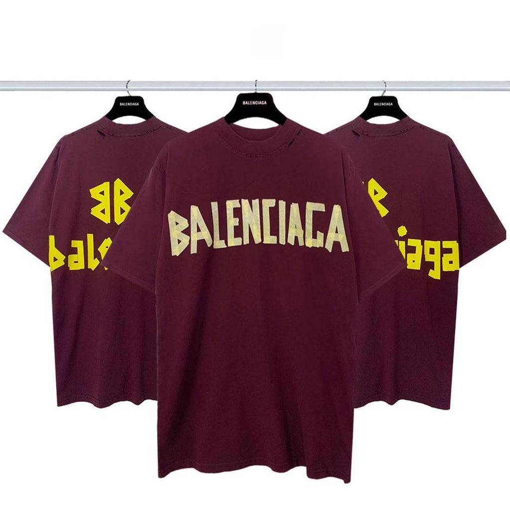 Balenciaga Dark Red T-Shirt Without Collar Banlieue91