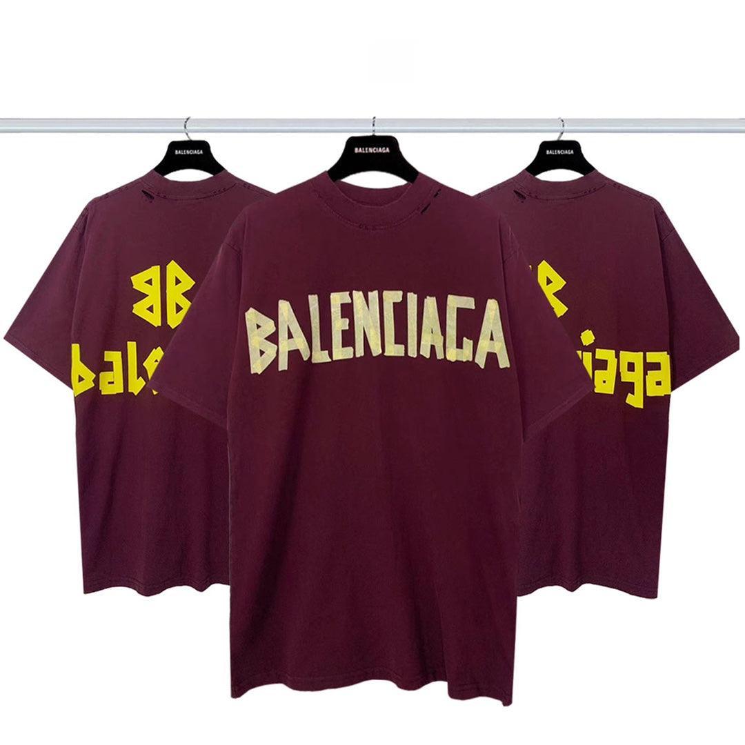 Balenciaga Dark Red T-Shirt Without Collar Banlieue91