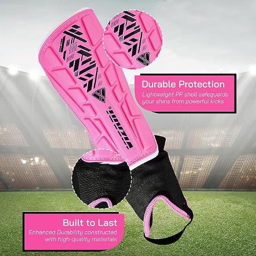 Vizari Malaga Soccer Shin Guards for Youth & Adults -Lightweight Ankle Protection – Pink Vizari Sports