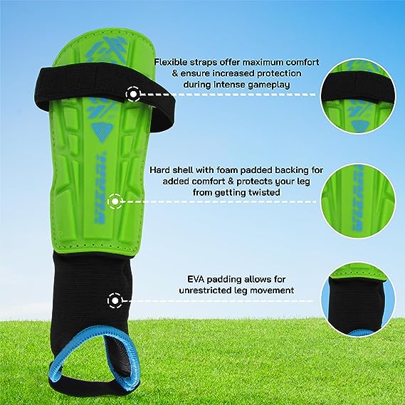 Vizari Malaga Soccer Shin Guards for Youth & Adults -Lightweight Ankle Protection – Green Vizari Sports