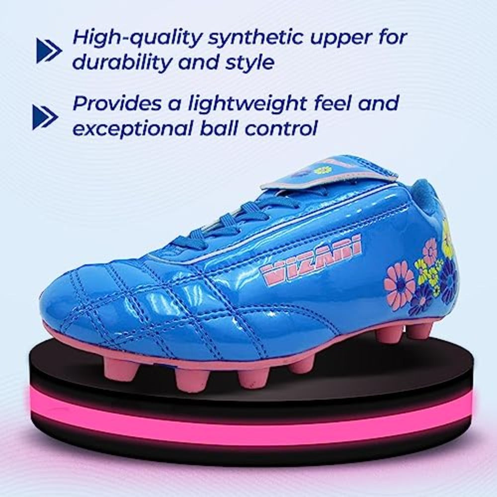 Kids Blossom Firm Ground Soccer Cleats ??Blue/Pink Vizari Sports