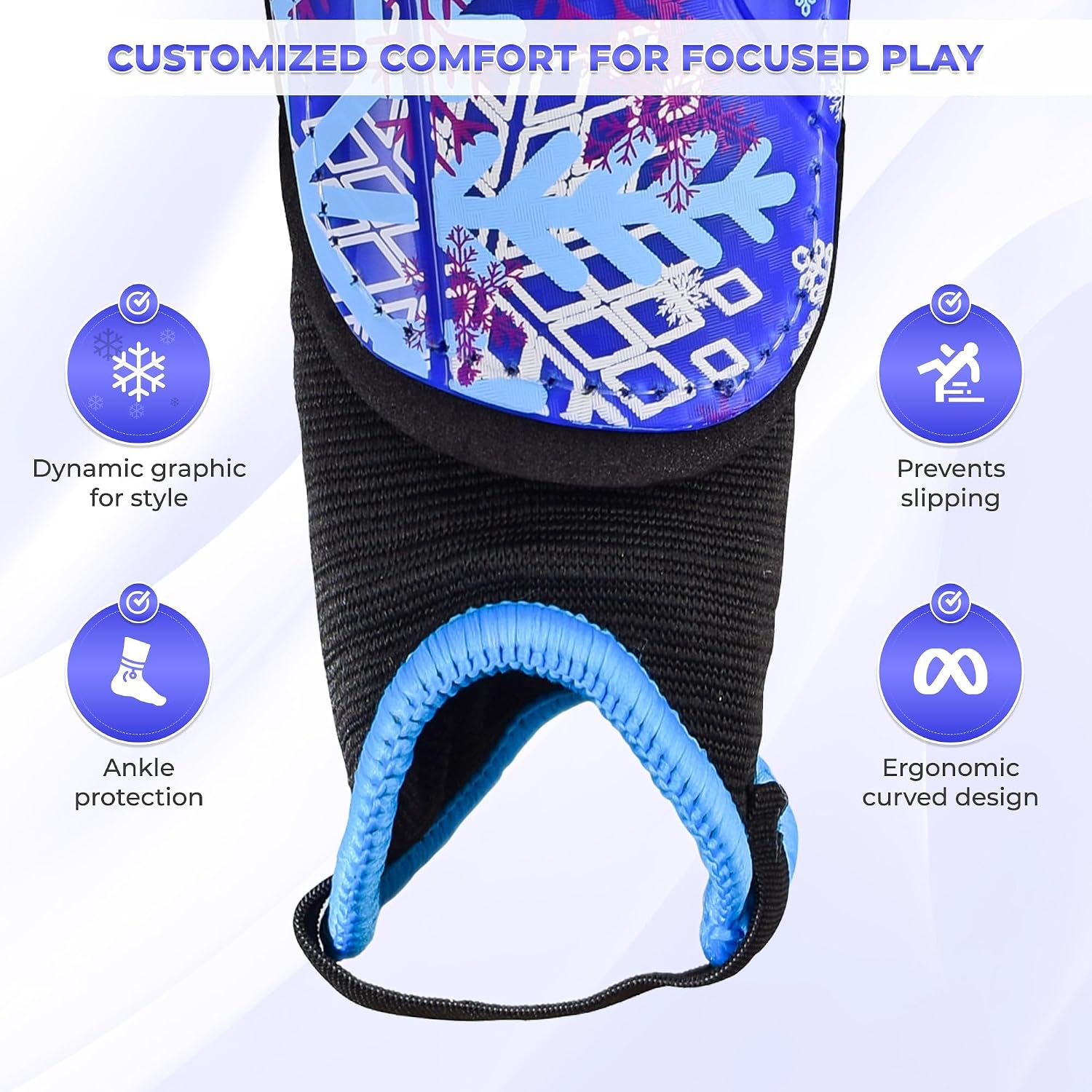Vizari Frost 2 Soccer Shin Guards with Ankle Protection – Blue/Purple Vizari Sports