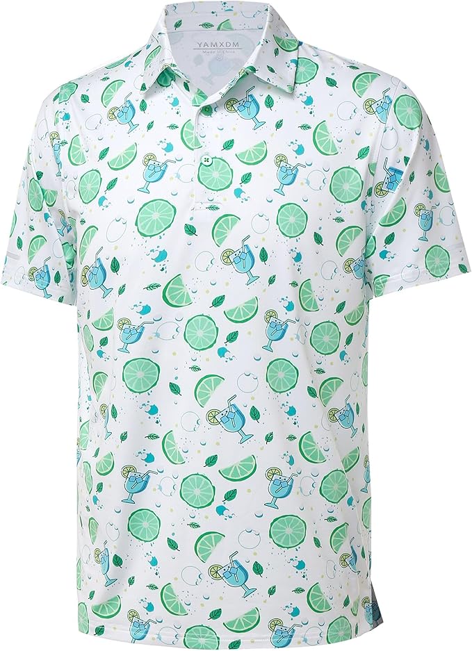 Golf Shirts for Men - Moisture Wicking Short Sleeve Performance Sport Casual Striped Collared Mens Polo Shirt IronWave Fitness