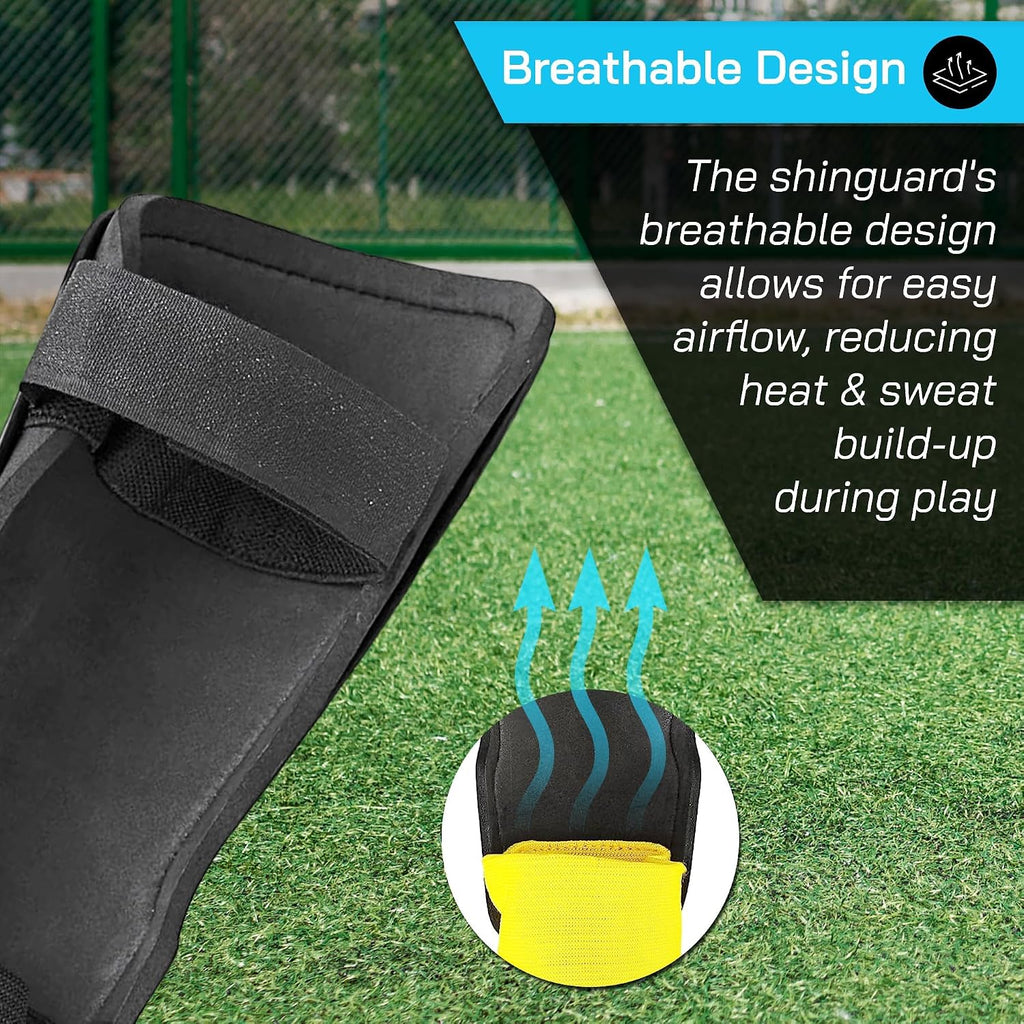 Vizari Malaga Soccer Shin Guards for Youth & Adults -Lightweight Ankle Protection – Sky/Yellow Vizari Sports