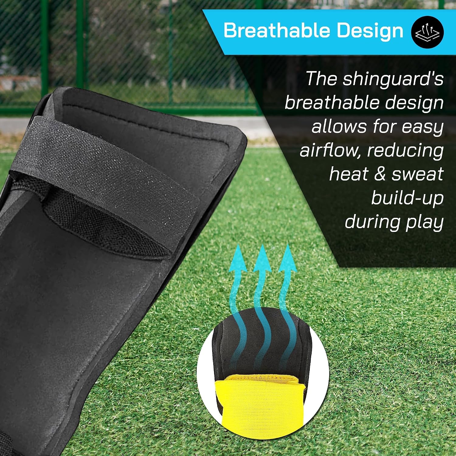 Vizari Malaga Soccer Shin Guards for Youth & Adults -Lightweight Ankle Protection – Sky/Yellow Vizari Sports