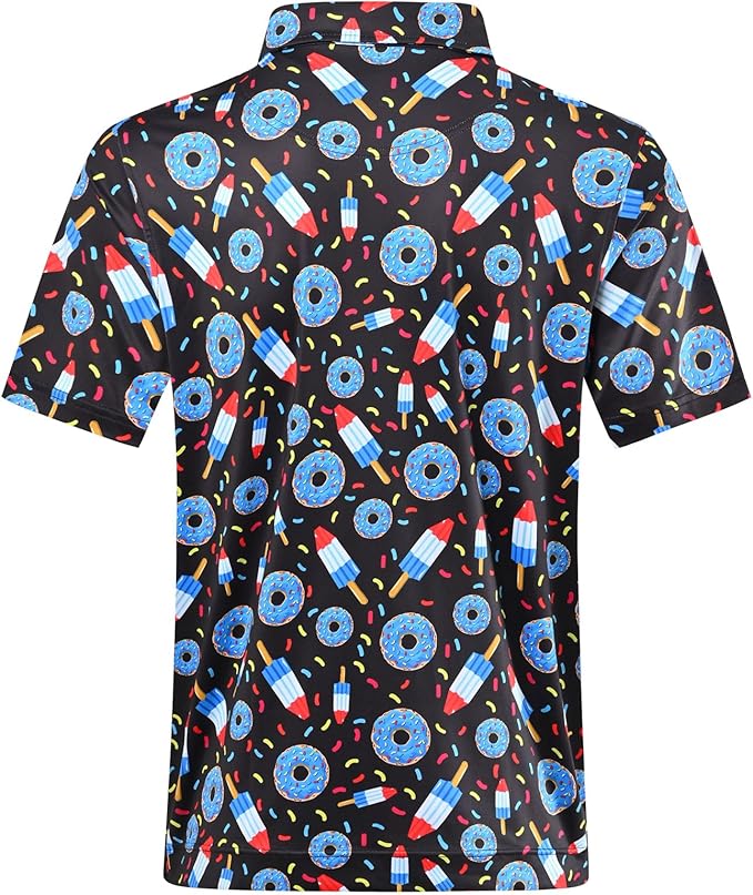 DEOLAX Mens Polo Shirts Fashion Print Mens Golf Shirt Dry Fit Mens Golf Polo Short Sleeve Quick Dry Funny Golf Shirt for Men IronWave Fitness