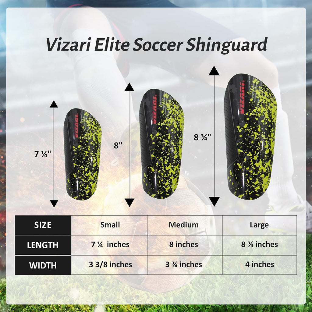 Vizari Sports Elite Soccer Shin Guard with Compression Sleeve, Black/Yellow/Red Vizari Sports