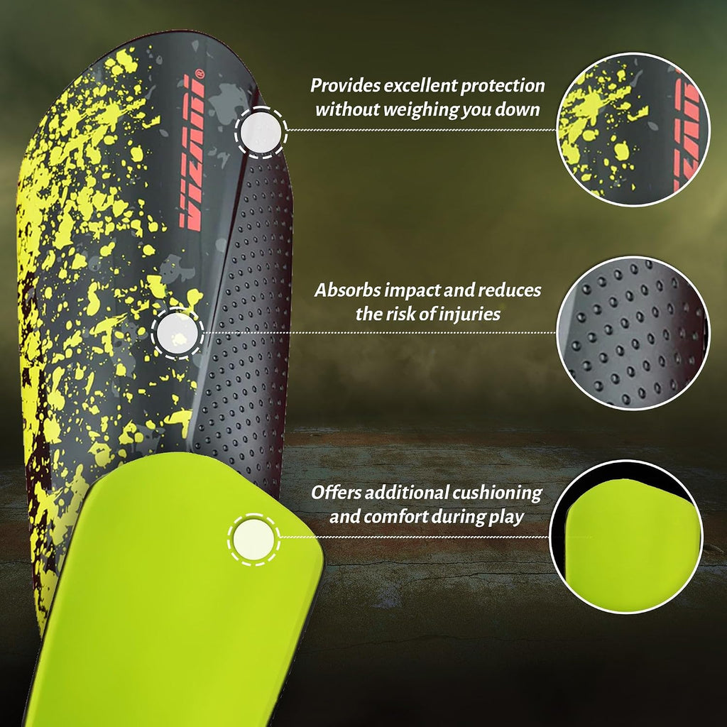 Vizari Sports Elite Soccer Shin Guard with Compression Sleeve, Black/Yellow/Red Vizari Sports
