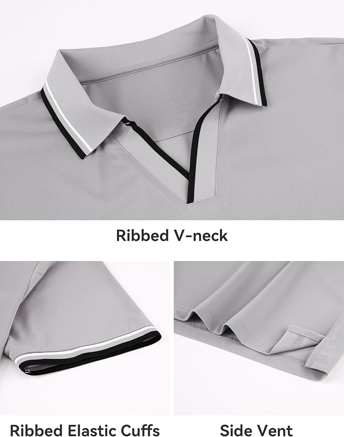 Esabel.C Jacquard Golf Shirts for Men Moisture Wicking Short Sleeve Performance Dry Fit Active Mens Polo Shirts IronWave Fitness