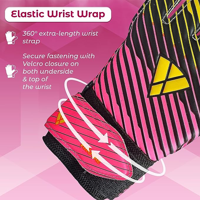 Saturn F.P. Goalkeeper Gloves w/ Finger Support-Pink/Yellow Vizari Sports