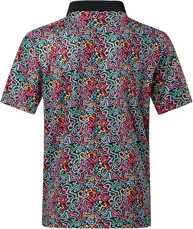DEOLAX Mens Polo Shirts Fashion Print Mens Golf Shirt Dry Fit Mens Golf Polo Short Sleeve Quick Dry Funny Golf Shirt for Men IronWave Fitness