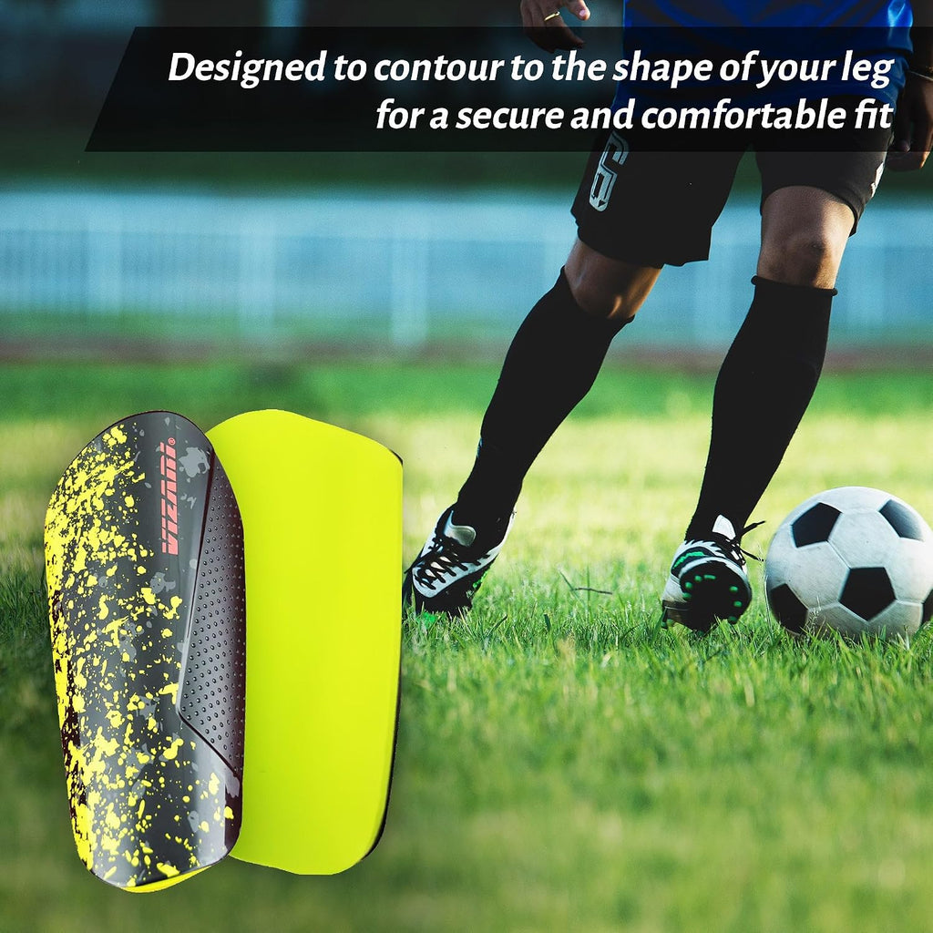 Vizari Sports Elite Soccer Shin Guard with Compression Sleeve, Black/Yellow/Red Vizari Sports