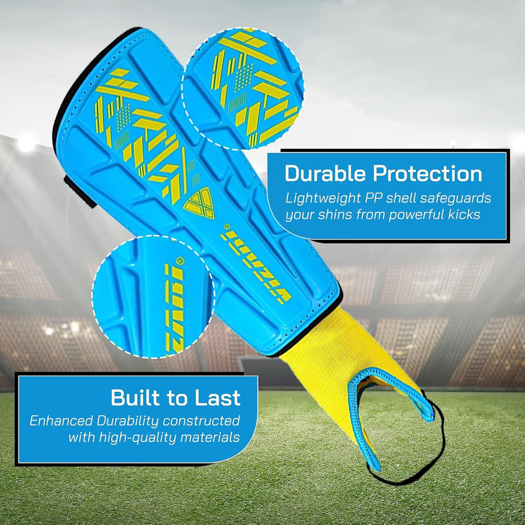 Vizari Malaga Soccer Shin Guards for Youth & Adults -Lightweight Ankle Protection – Sky/Yellow Vizari Sports