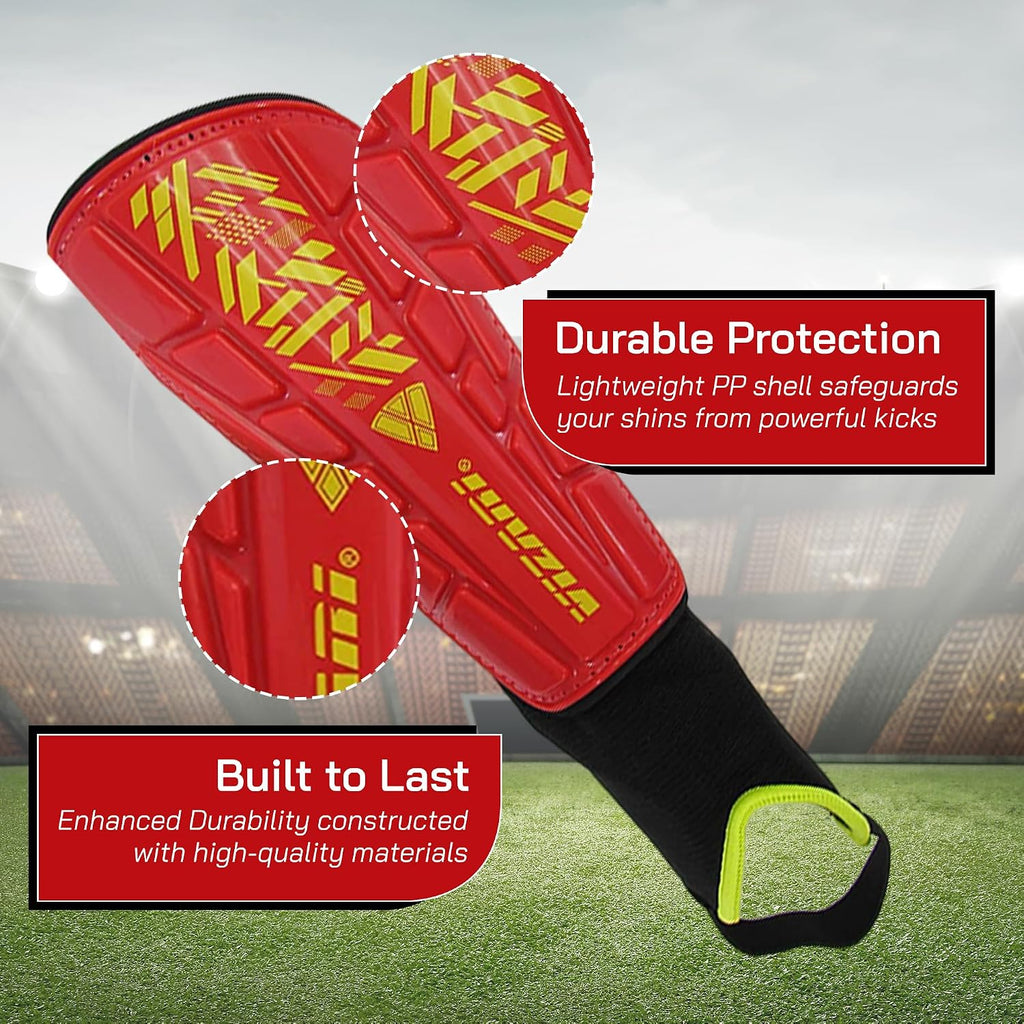 Vizari Malaga Soccer Shin Guards for Youth & Adults -Lightweight Ankle Protection – Red Vizari Sports