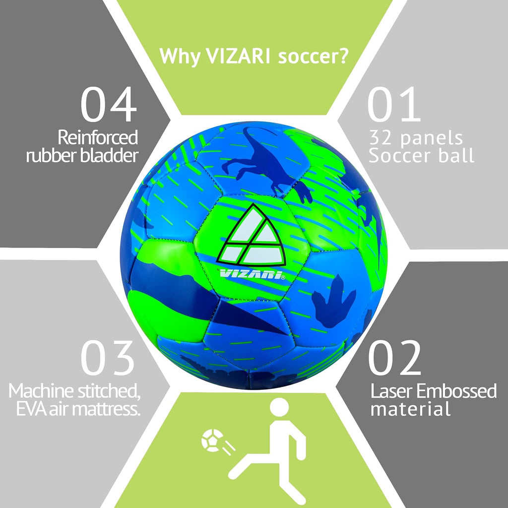Vizari Dino Soccer Ball – Green/Blue Vizari Sports