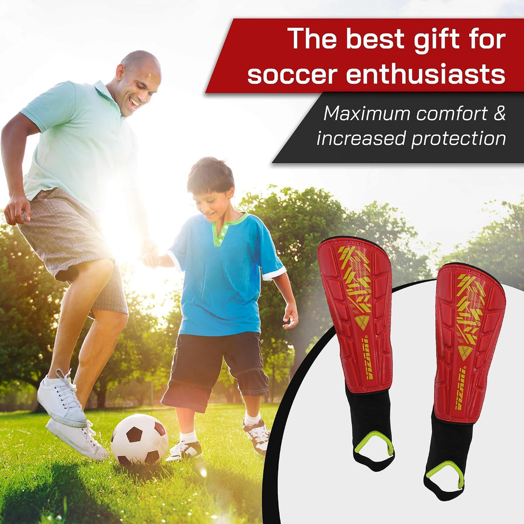 Vizari Malaga Soccer Shin Guards for Youth & Adults -Lightweight Ankle Protection – Red Vizari Sports