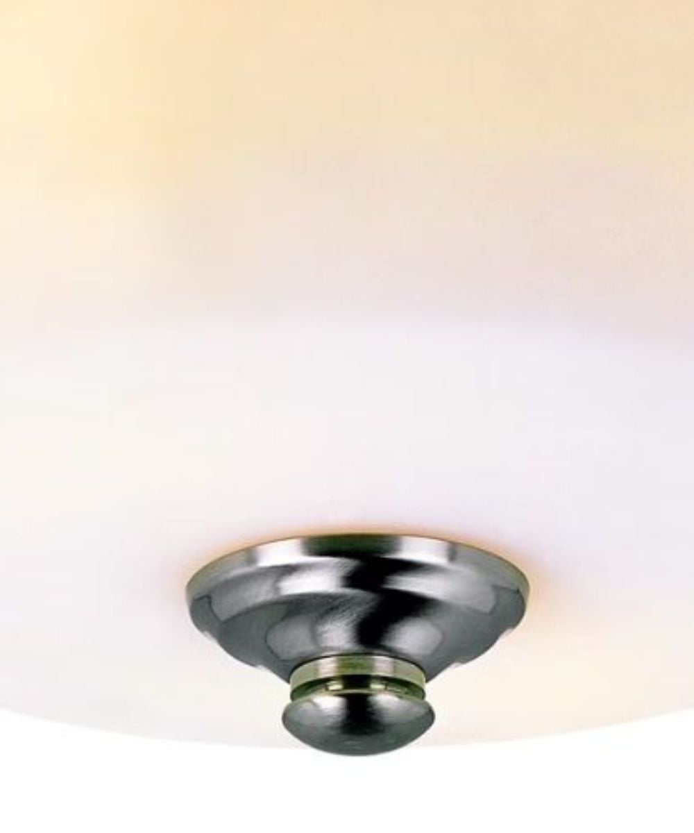 13"W 2-Light Brushed Nickel with White Frosted Glass Shade Flush Mount Light Fixture LampsUSA