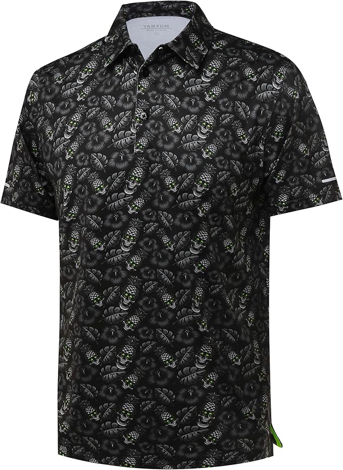 Golf Shirts for Men - Moisture Wicking Short Sleeve Performance Sport Casual Striped Collared Mens Polo Shirt IronWave Fitness