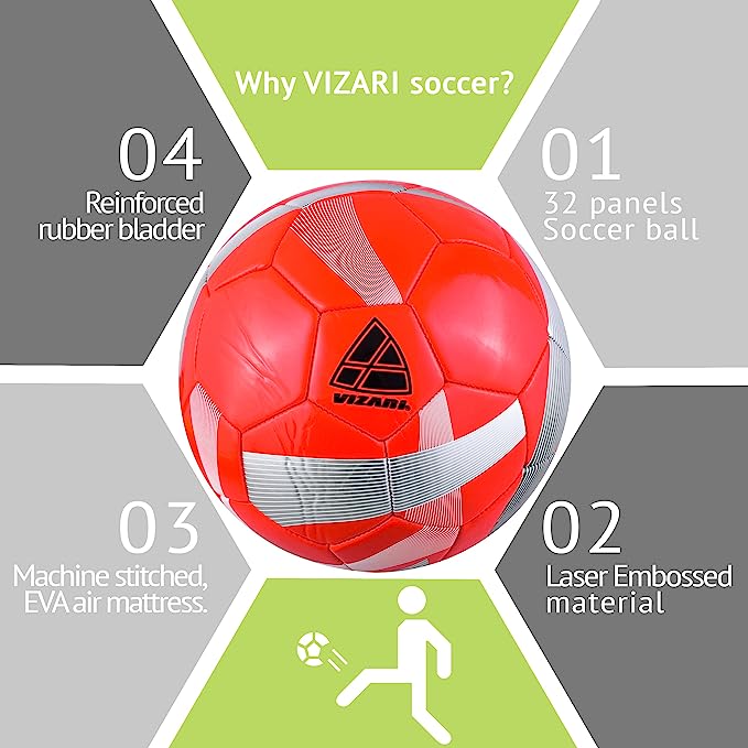 Hydra Soccer Ball-Red Vizari Sports