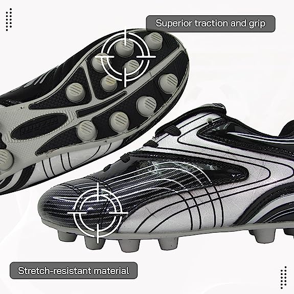 Vizari Youth Striker Firm Ground Soccer Shoes – Black/Silver Vizari Sports