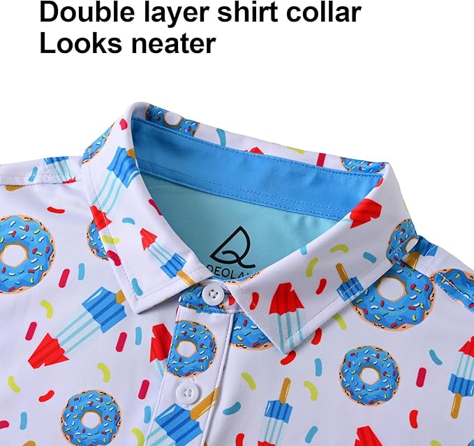 DEOLAX Mens Polo Shirts Fashion Print Mens Golf Shirt Dry Fit Mens Golf Polo Short Sleeve Quick Dry Funny Golf Shirt for Men IronWave Fitness